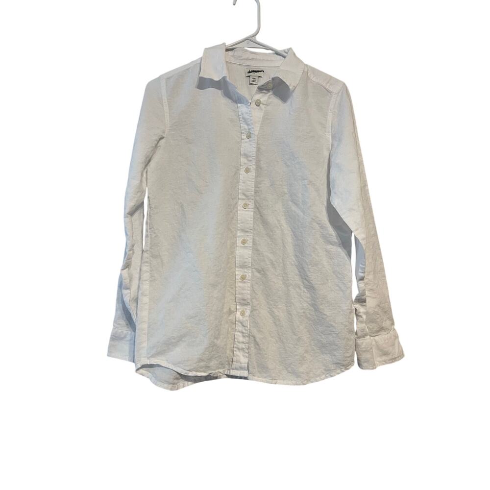 J. Crew Linen-blend button-up shirt in White Size XS